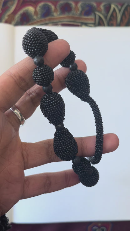 Vintage Black Beaded Statement Necklace