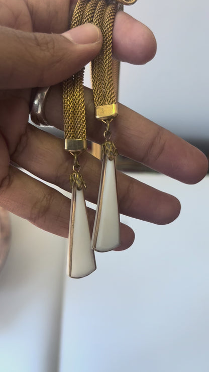 Vintage Gold-Tone Mesh Lariat Necklace