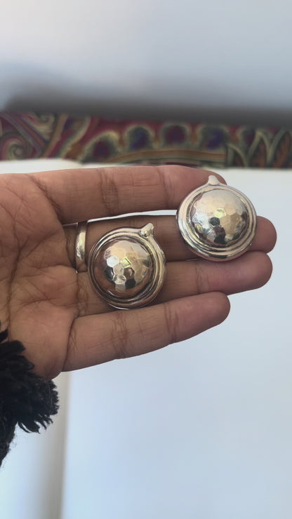 Vintage Solid Sterling Silver Dome Clip-On Earrings